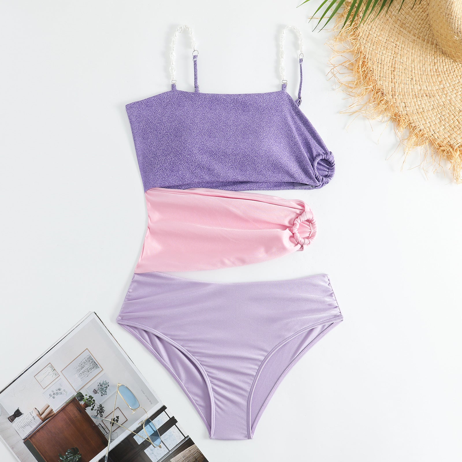 One Piece Swimsuit Color Matching Vacation Sexy Swimsuit