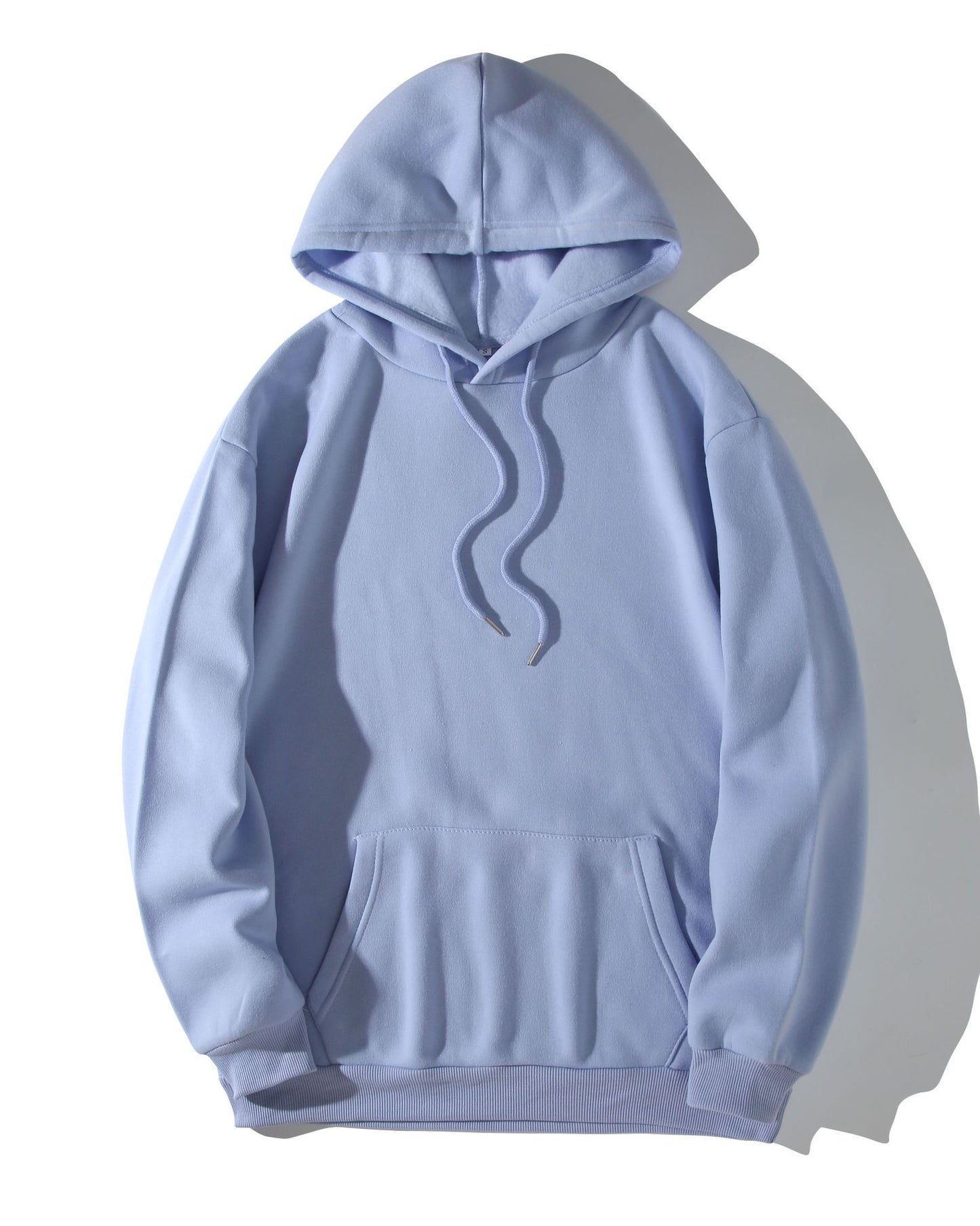 Fall plus Sized Fleece lined Hooded Sweater Hoodie Pullover Top Baggy Coat Light Blue