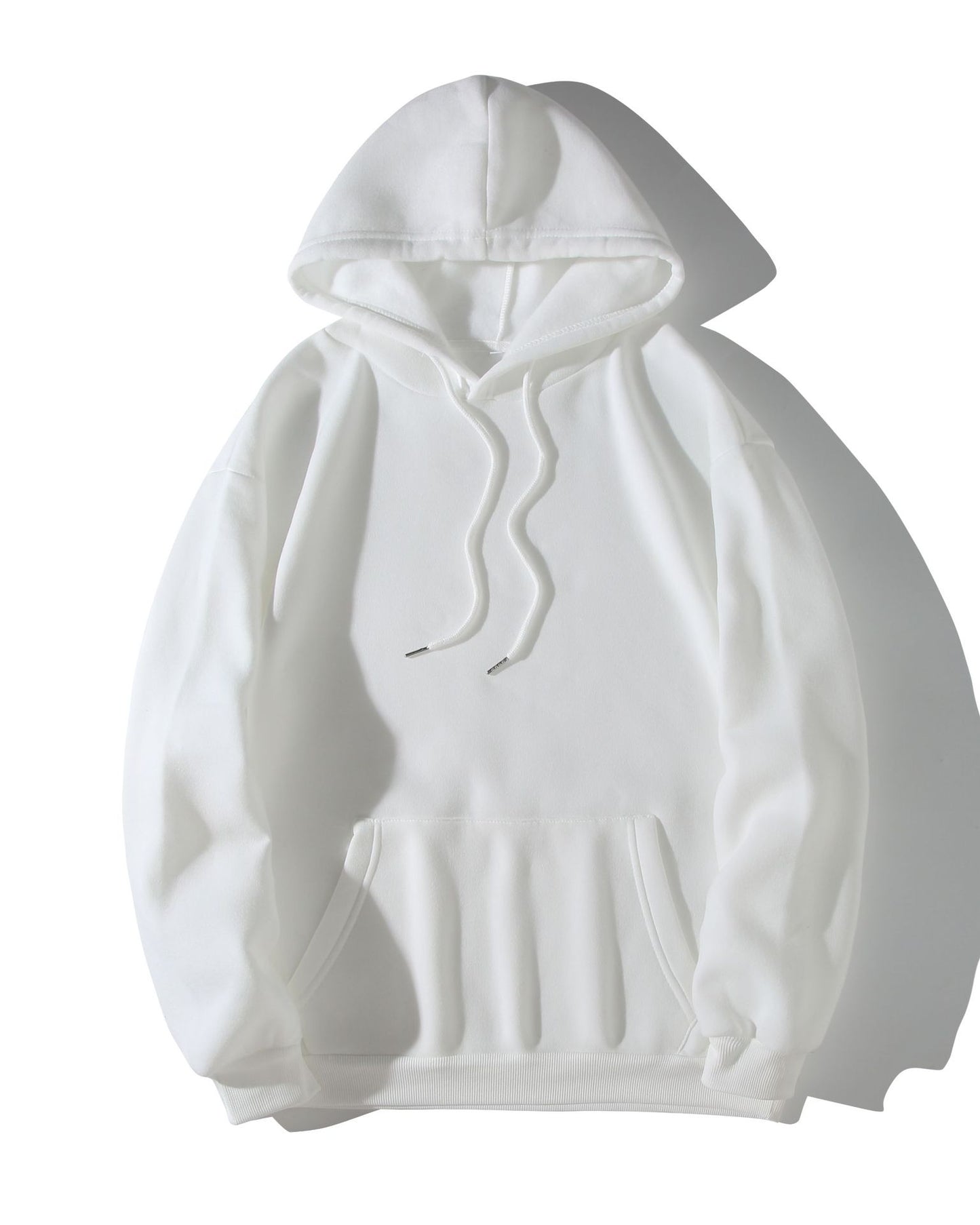 Fall plus Sized Fleece lined Hooded Sweater Hoodie Pullover Top Baggy Coat White