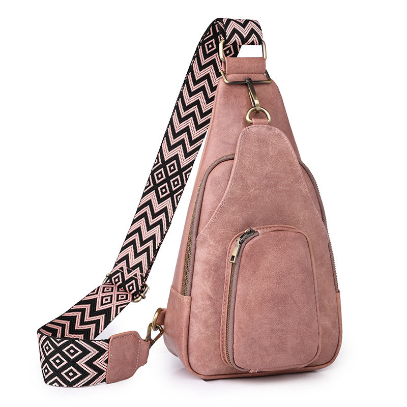 Soft Leather Chest Bag Retro Women Bag Crossbody Bag One Size Pink