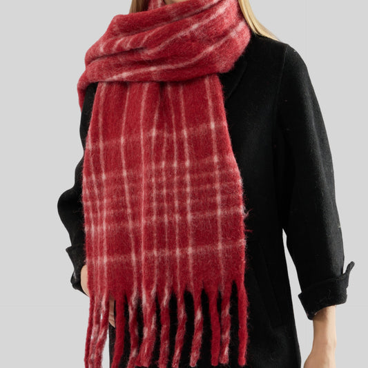 Wool Blended High Grade Scarf Ankela Red Cell Pattern Scarf Women Winter Atmosphere All Matching Scarf