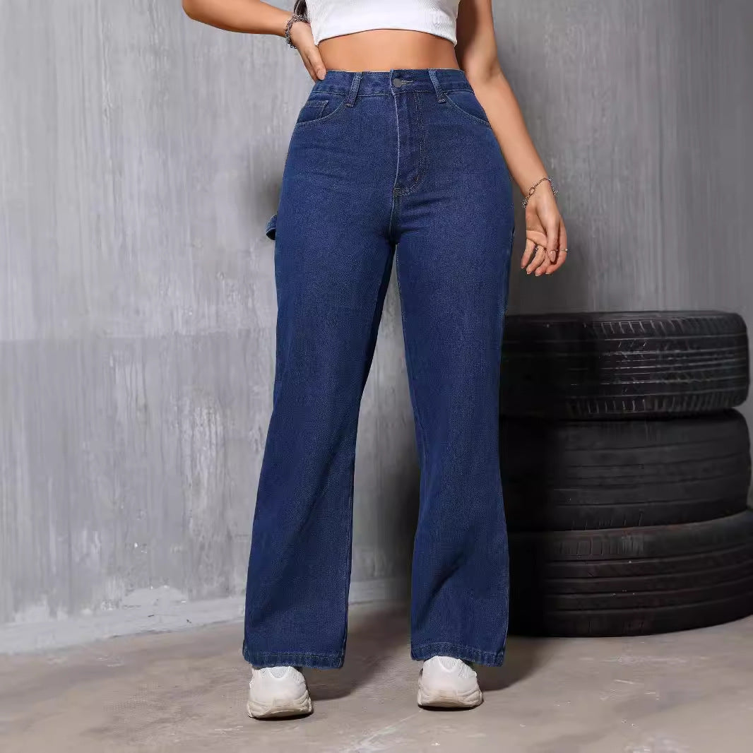 High Waist Retro Straight Jeans Women Summer Slimming Loose Drooping