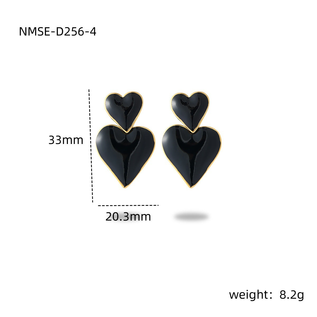 Stainless Steel Dripping Love Heart Earrings Vacuum Gold Plated Earrings One Size NMSE-D256-4