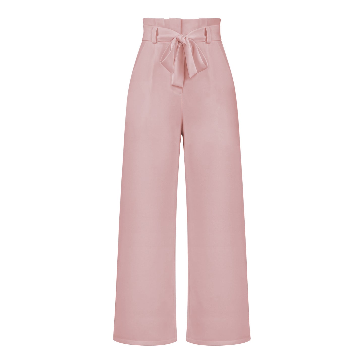 Work Pant Casual All Matching Wide Leg Trousers Belt Commuting Pants Summer Pink