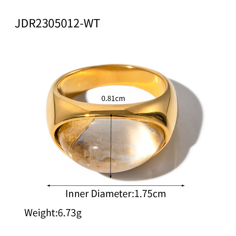 Internet Fashionable 18K Gold Stainless Steel Transparent Closed Ring Non Fading Ornament JDR2305012-WT