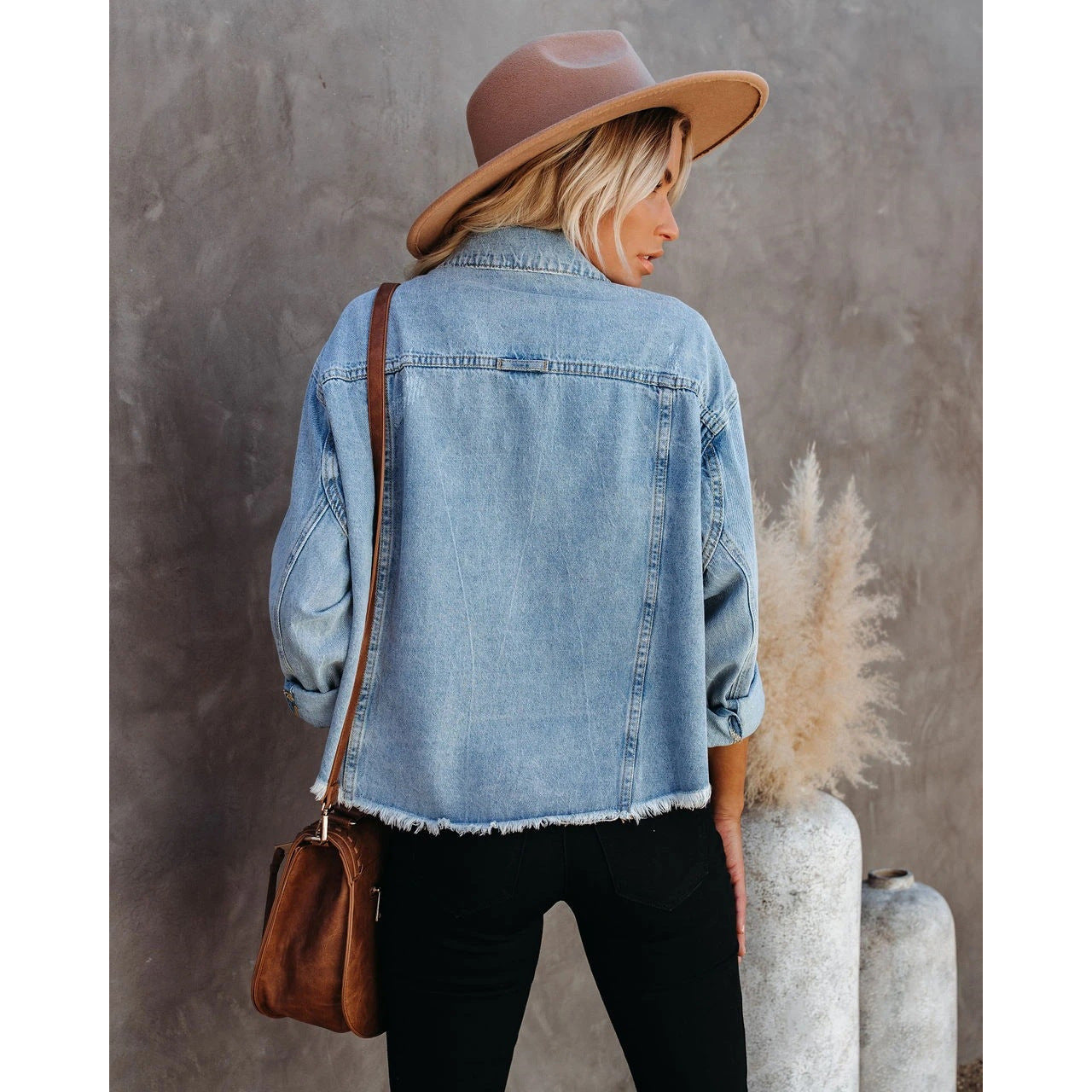 Popular Denim Jacket Women Distressed Loose Casual Denim Jacket