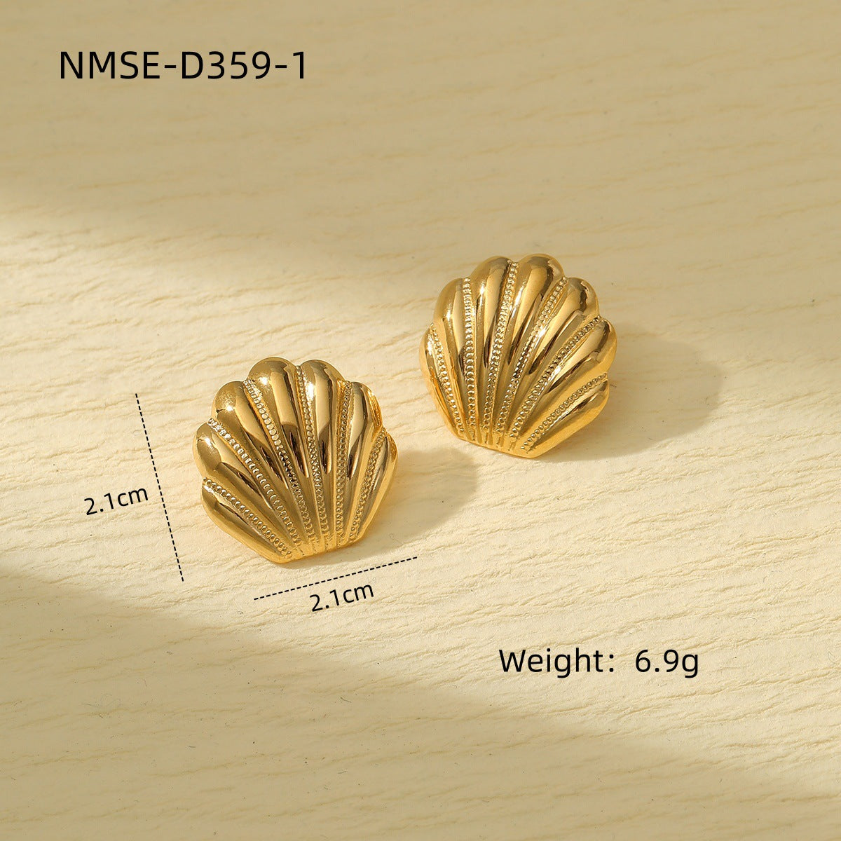 Marine Scallop Titanium Steel Earrings Affordable Luxury High Grade Personality Trendy Stainless Steel Studs Earrings One Size NMSE-D359-1 Gold