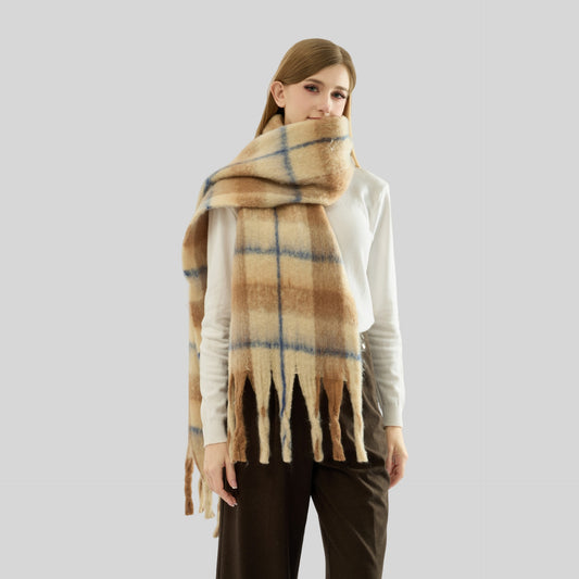 Plaid Scarf Women Winter High Grade Mohair British College Long Thick Warm Couple Scarf