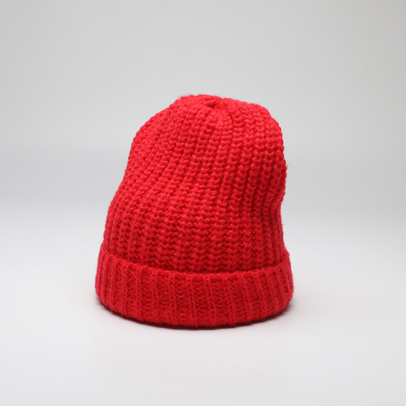 Slimming Wool Hat Autumn Winter Warm Ear Protection Beanie Hat Women Solid Color Knitted Hat One Size Red