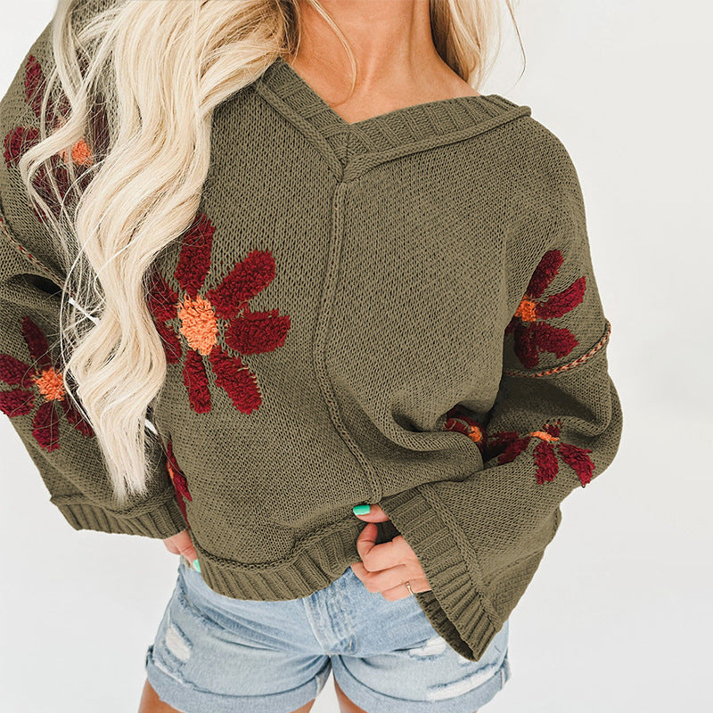 Floral Pullover Women Comfort Casual Pullover Long Sleeve Top Women