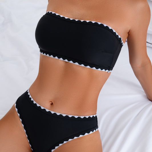 Swimsuit Split Tube Top Exposed Back Sexy Women Swimsuit Summer