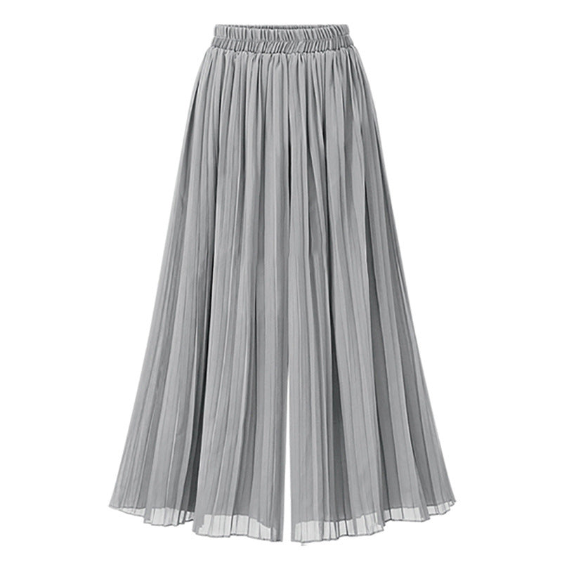 Summer Casual Solid Color Pleated Slightly Flared Wide Leg Pants for Women