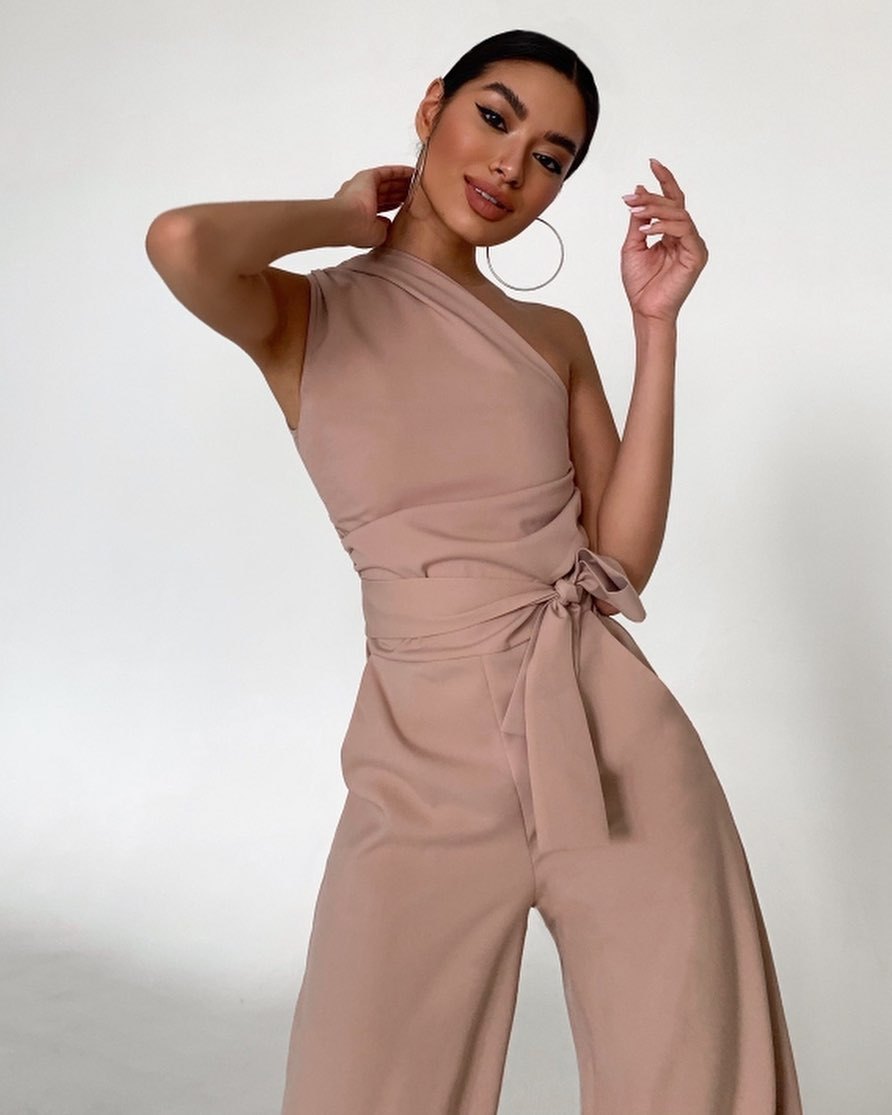 Lace Up Straight Jumpsuit No Belt