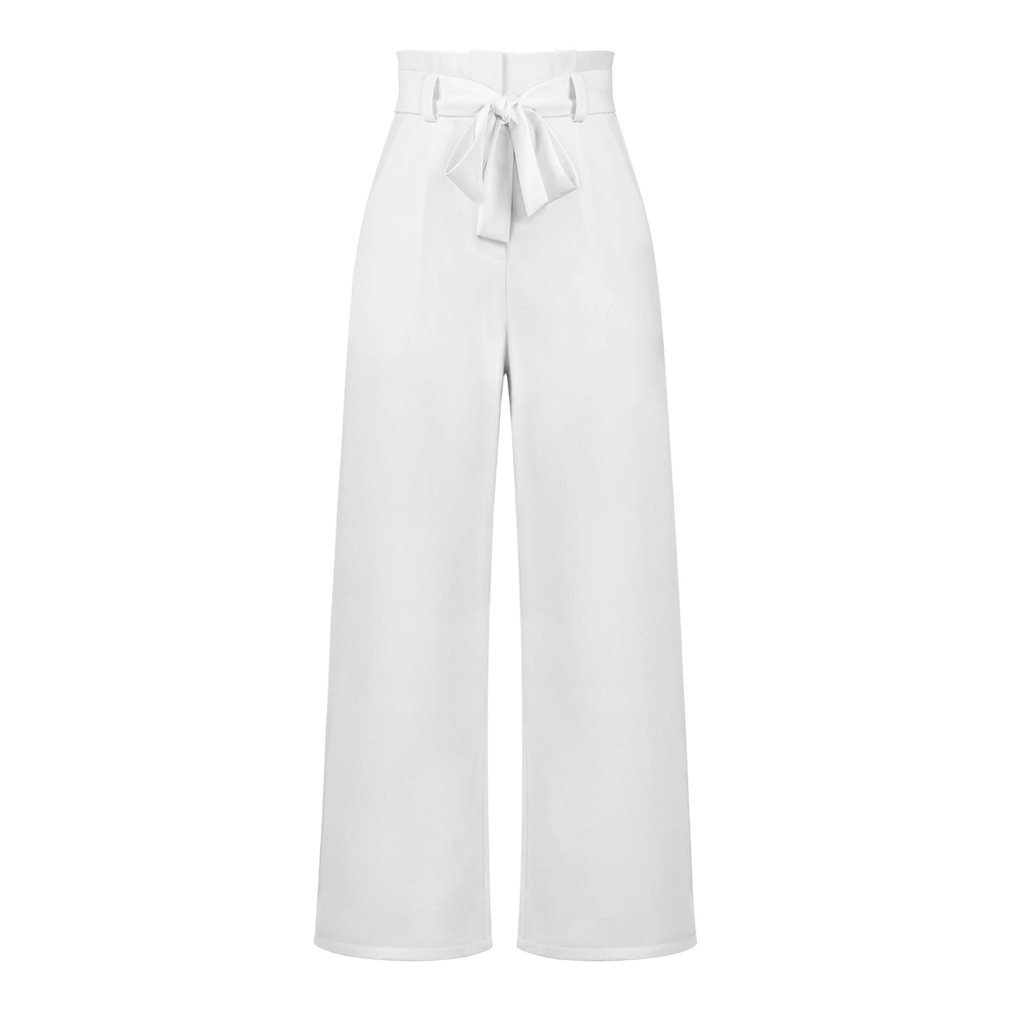 Work Pant Casual All Matching Wide Leg Trousers Belt Commuting Pants Summer White