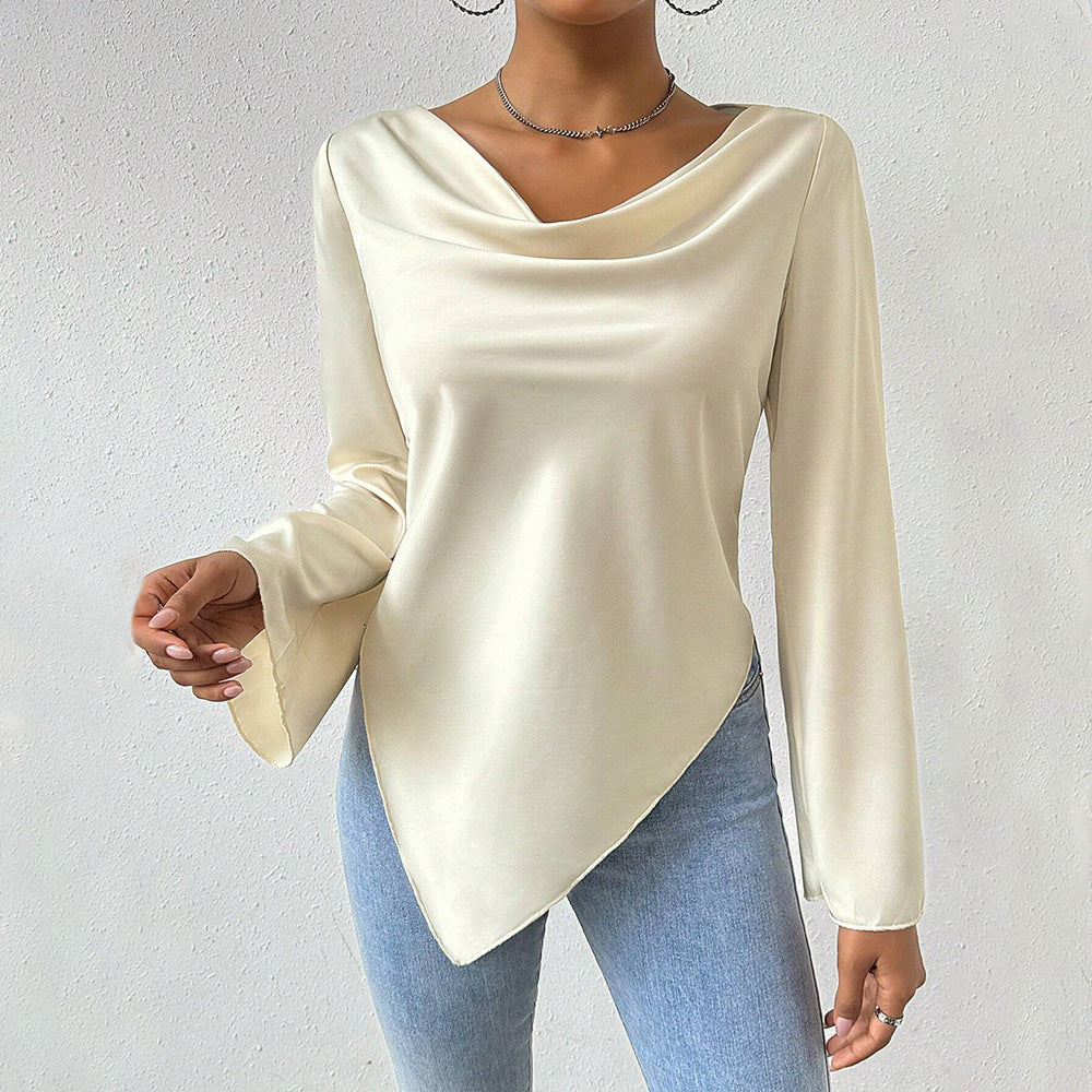 Women Clothing Adult Lady like Woman Intellectual T shirt Autumn Winter Elegant High Cold Texture Long Sleeve Top