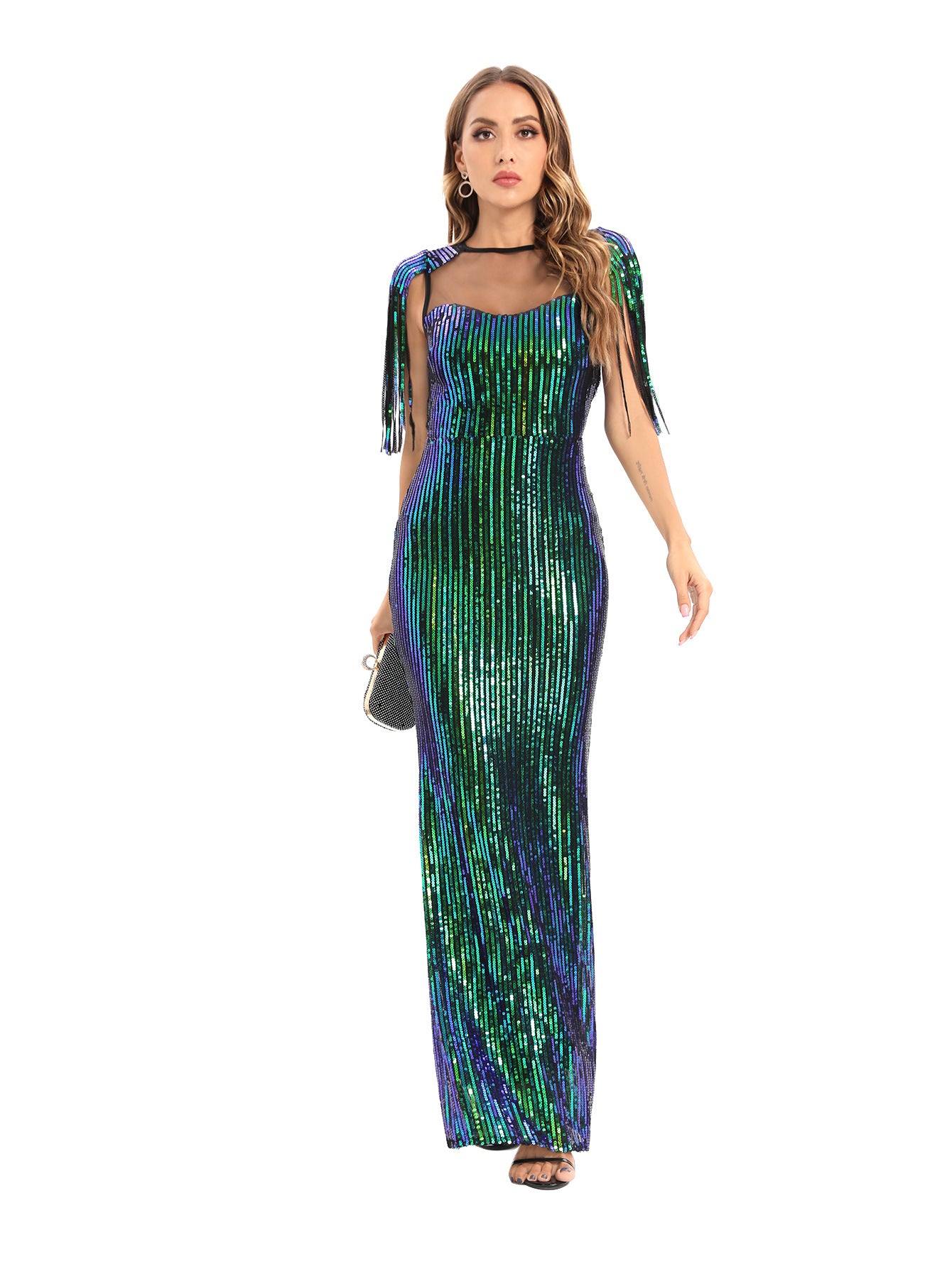 Sexy Retro Green Dress Women Clothing Party Evening Dress