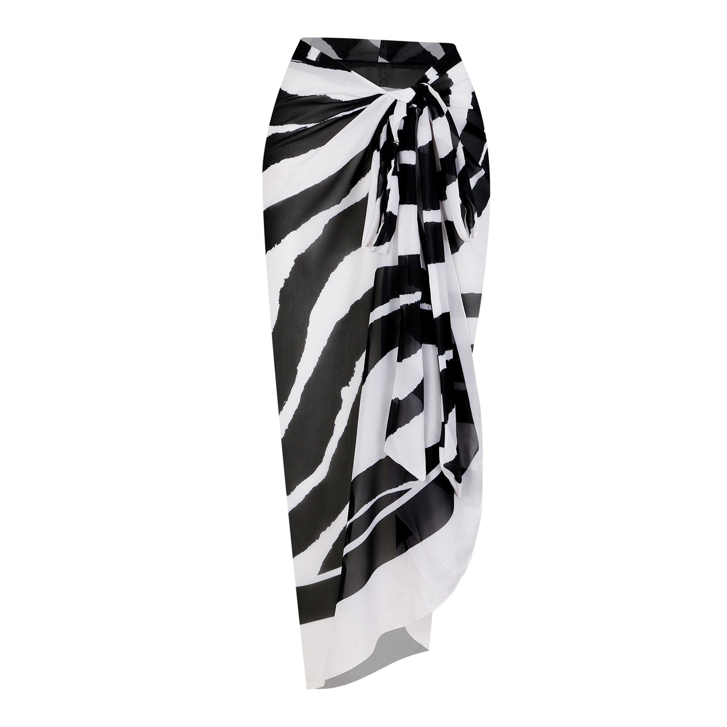 One Piece Swimsuit Women Black White Sexy Two Piece Sets Swimsuit Chiffon Dress One Size Black and White Stripe Skirt