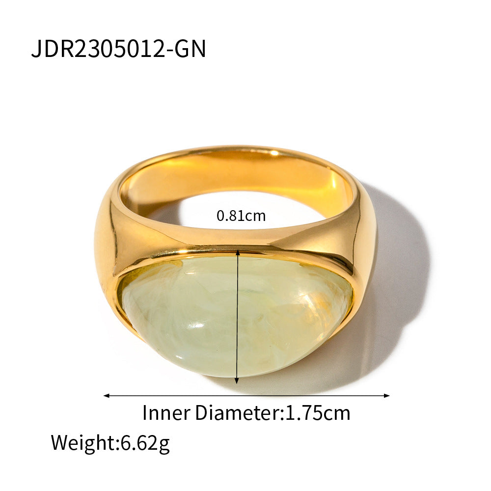 Internet Fashionable 18K Gold Stainless Steel Transparent Closed Ring Non Fading Ornament JDR2305012-GN