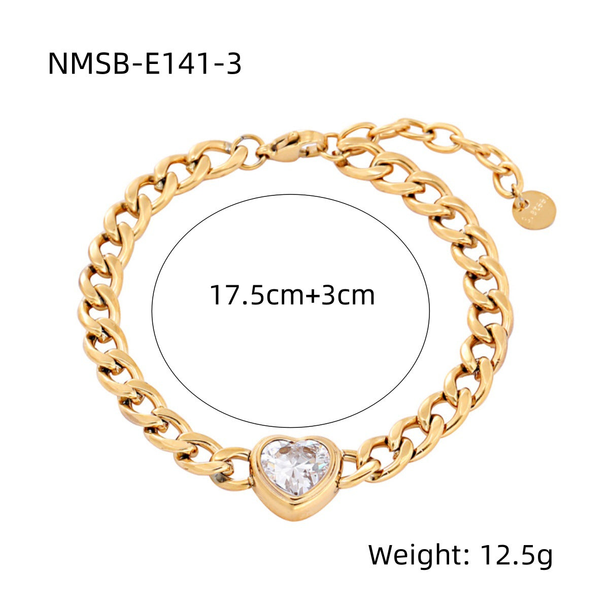 Heart Shape Diamond Titanium Steel Bracelets Women Non Fading Wild Stainless Steel Ornament One Size NMSB-E141-3