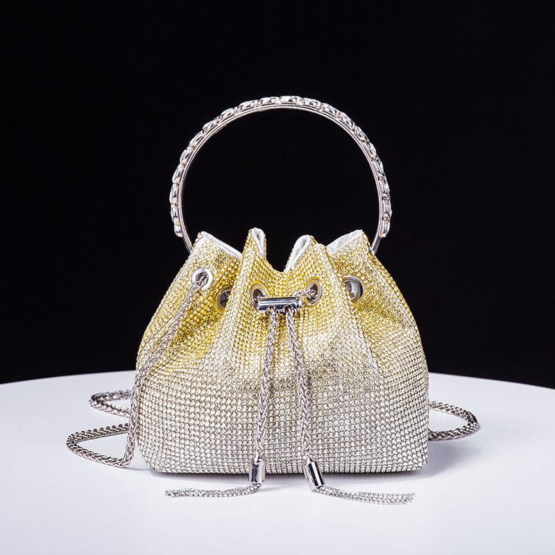 Rhinestone Premium Dinner Handbag Acrylic Women Bag Diamond Chain Bag Shoulder Bag One Size Gradient yellow