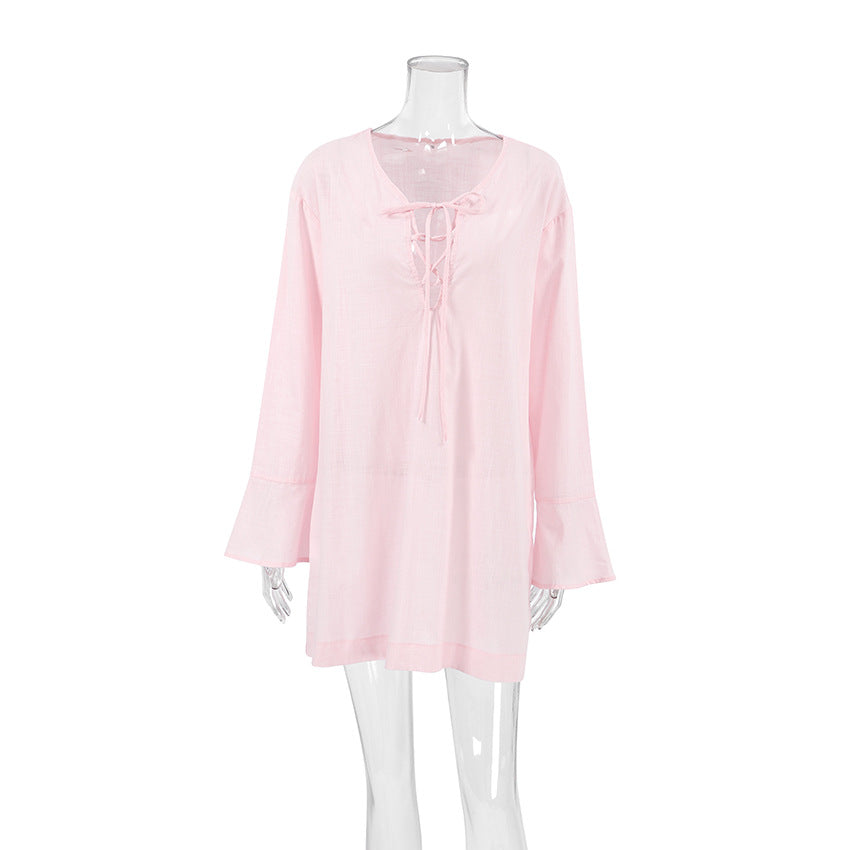 Lace up Comfortable Pajamas Pink