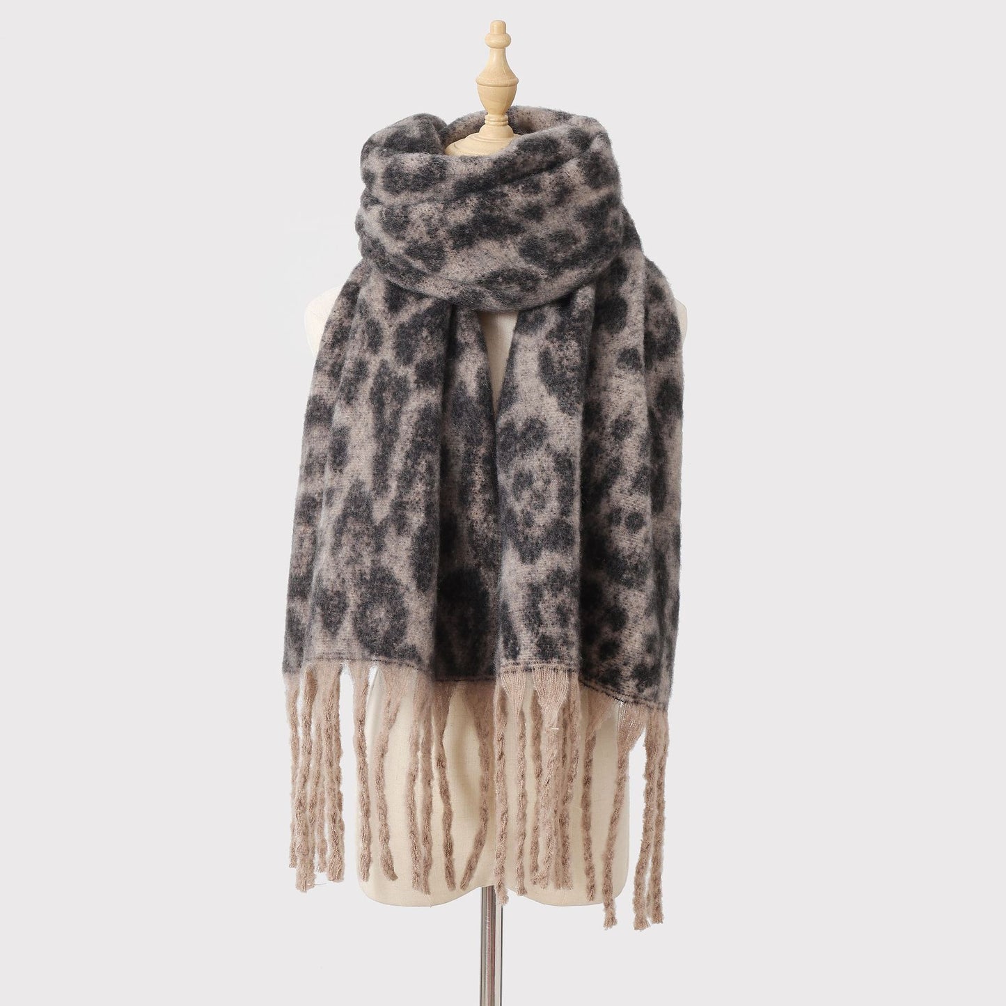 Autumn Winter Leopard Print Tassel Scarf Women Warm All Matching Shawl High Sense Fringe Bib One Size Multi2