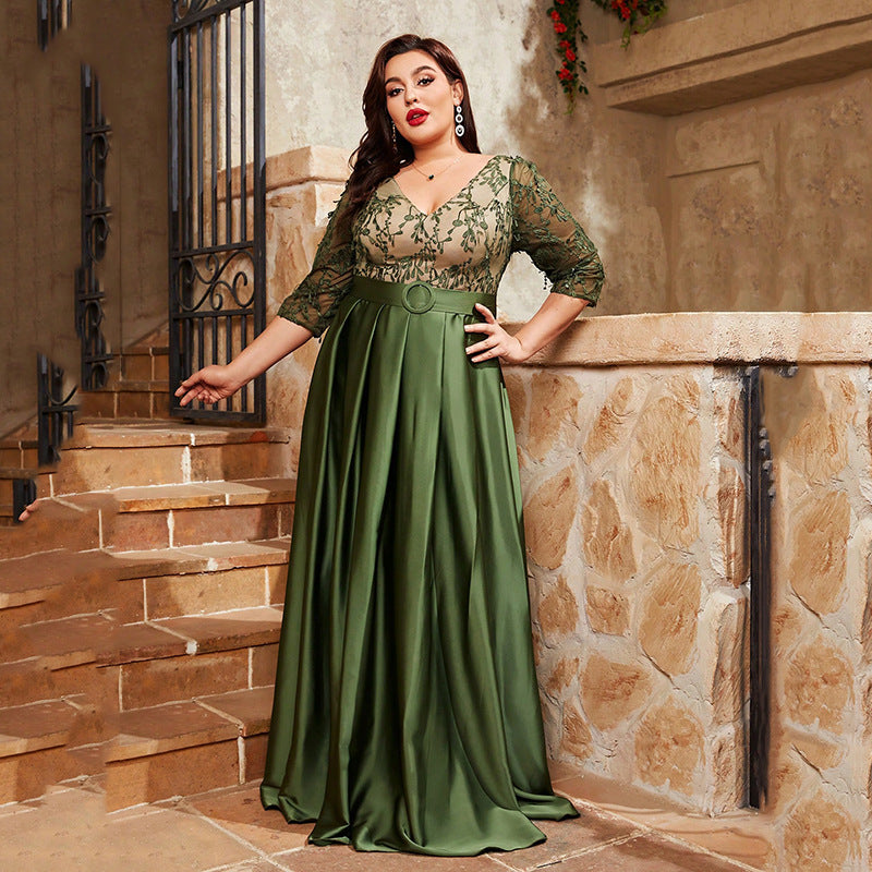 Plus Size Evening Dress Affordable Luxury Niche Senior Stylish Personalized Elegant Green Dress Women Evening Dress for Women