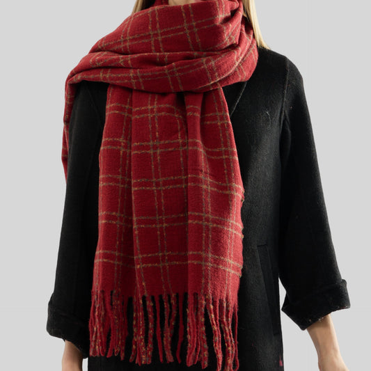 Women Color Matching Plaid Scarf Warm Thickened Winter All Matching Atmosphere Scarf