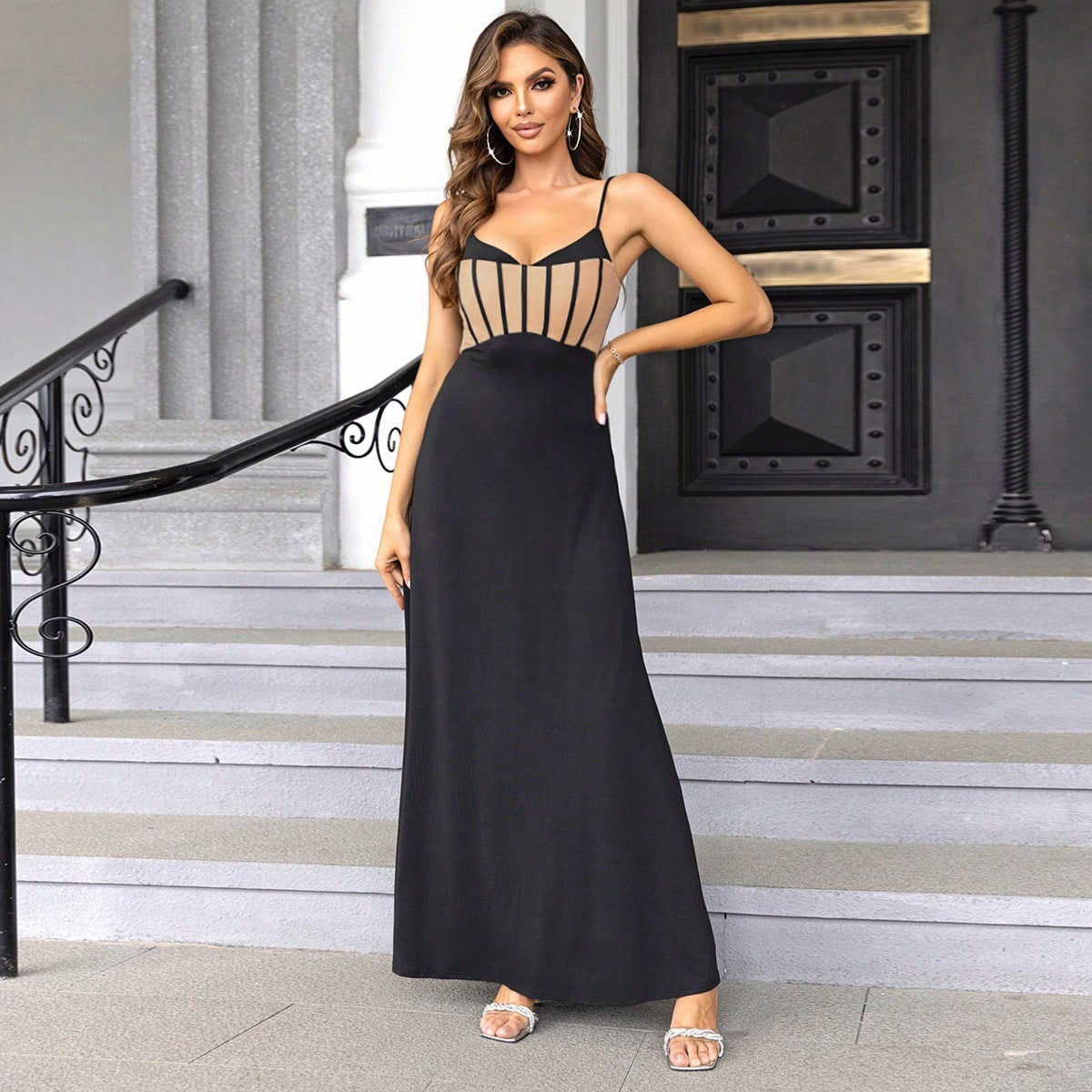 Women Clothing off the Shoulder Slimming Waist Cami Dress Long