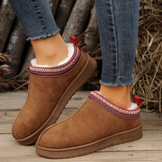 Cloth Short Tube Platform Snow Boots Women Warm Lazy Half Support Cotton Shoes