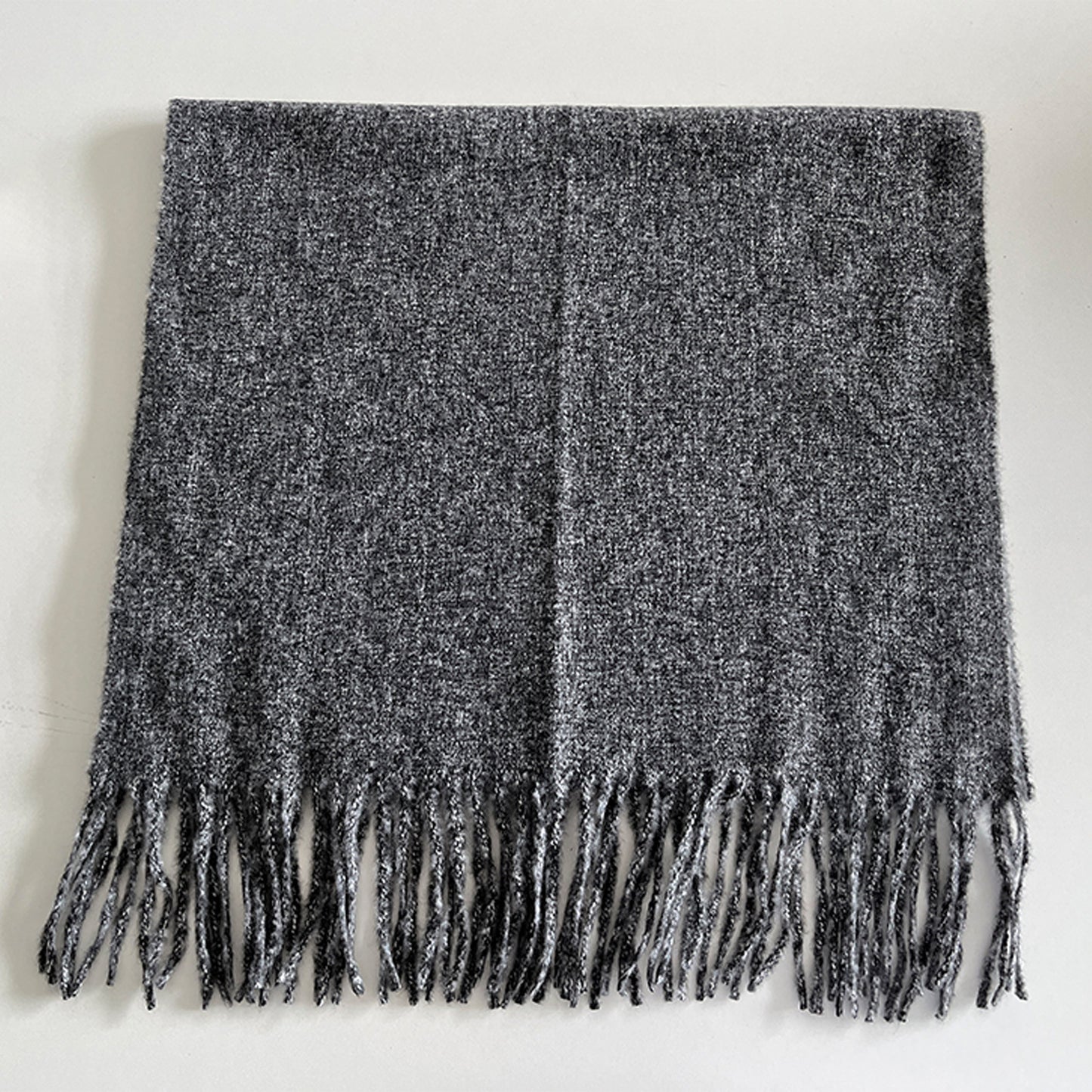 Solid Color Scarf Autumn Winter Imitation Cashmere Tassel Scarf Women Shawl One Size Gray1