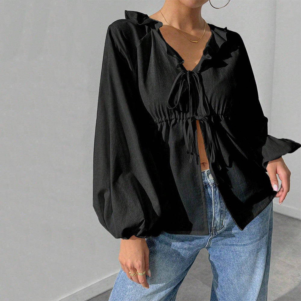 Women Simple Intellectual T shirt Autumn Winter Big Swing Batwing Sleeve Loose Cardigan Top