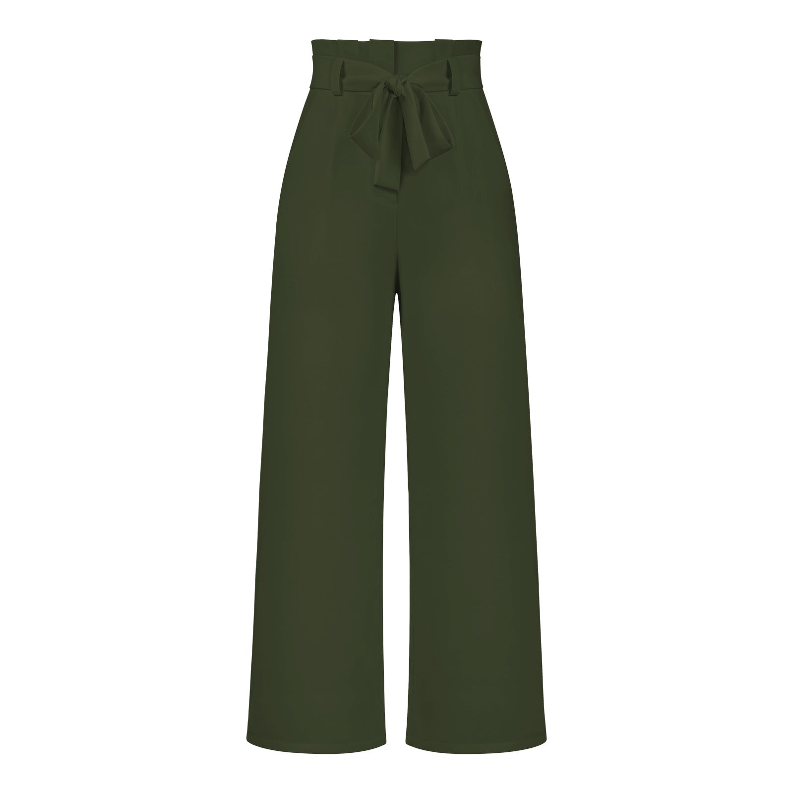 Work Pant Casual All Matching Wide Leg Trousers Belt Commuting Pants Summer Green