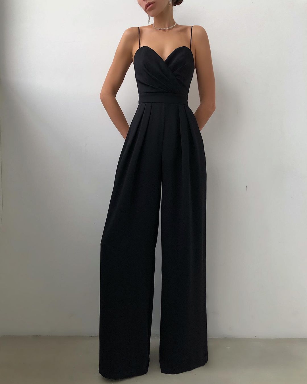 Sling Waist Straight Mop Floor Minimalist Jumpsuit Spring Summer