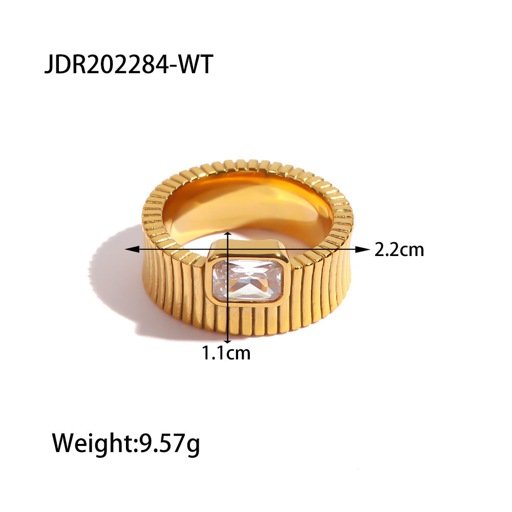 Stainless Steel Diamond Ring 18K Gold Plated Internet Celebrity Ring Couple Ring Ring Ornament Women Rings JDR202284-WT