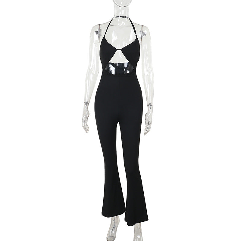 Autumn Special Women Clothing Sexy Slim Fit Halter Cut out Jumpsuit Women Black