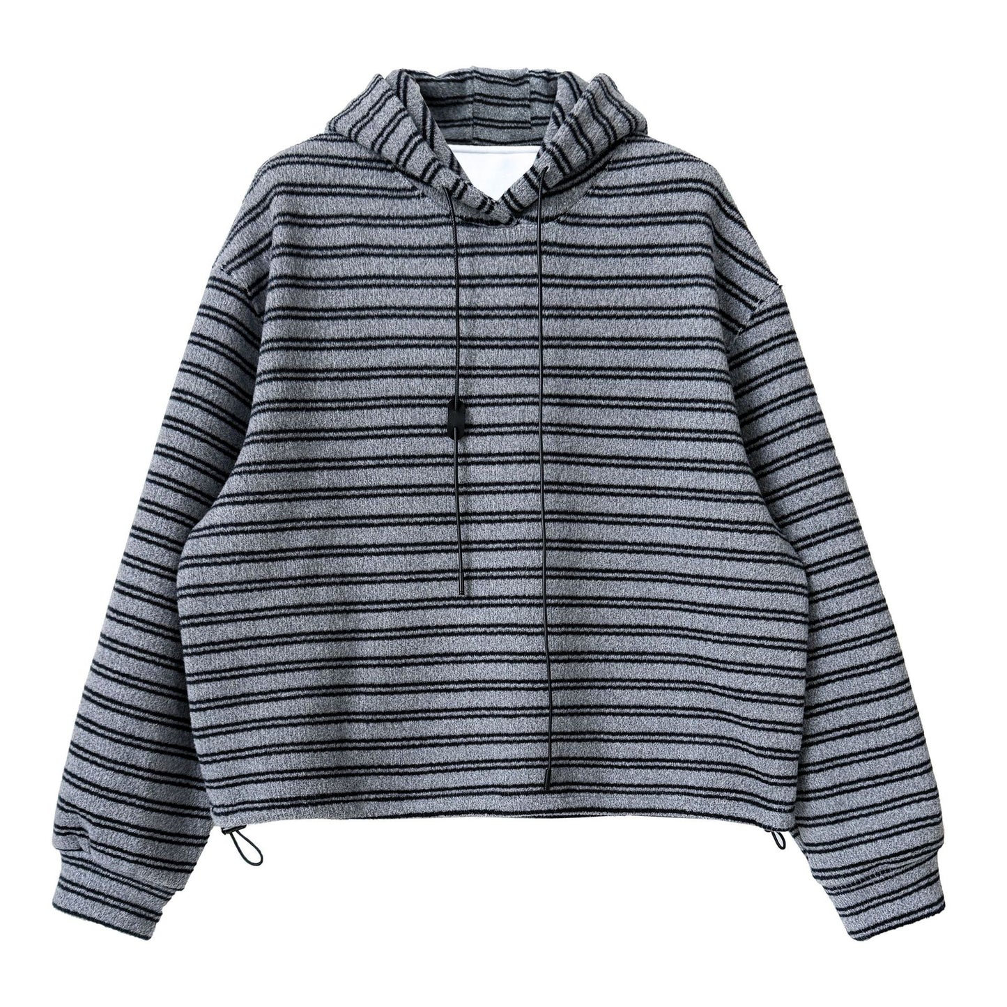 Classic Contrast Color Striped Hooded Sweater Women's Winter Fleece-lined Thickened Casual Top