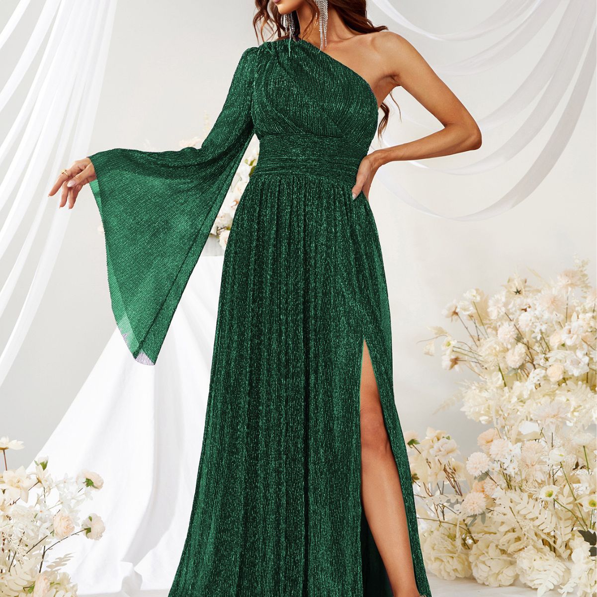 One Shoulder Evening Dress Cocktail Slant Shoulder Elegant Dress Dinner Dress Senior