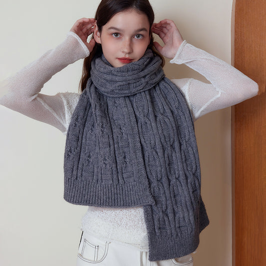 Winter Atmosphere Thickened Solid Color Knitted Scarf Shawl Women Couple General High Grade Woolen Scarf