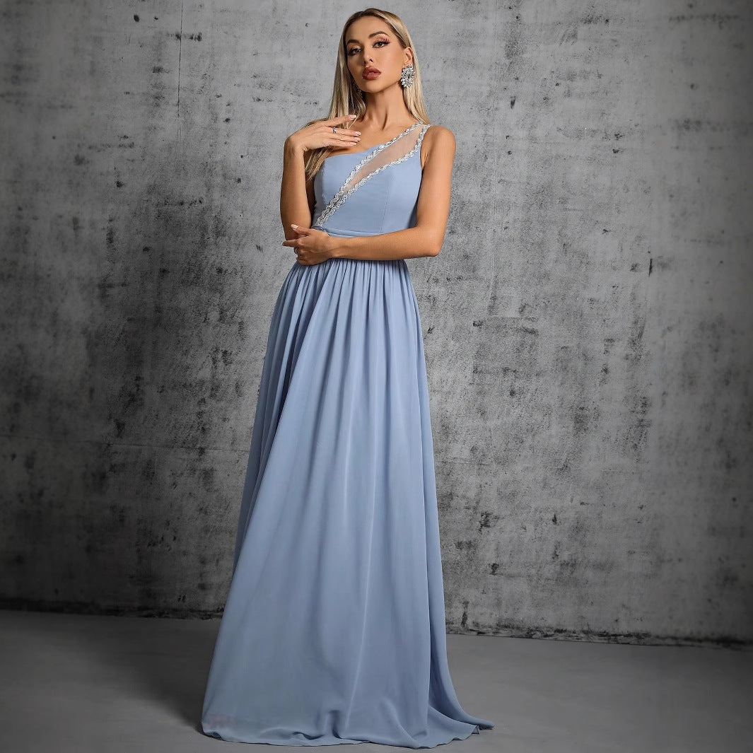 Evening Dress Annual Meeting One Shoulder Cocktail Dress Bridal Cocktail Performance Toast Dress Adult Ceremony Annual Party Evening Dress