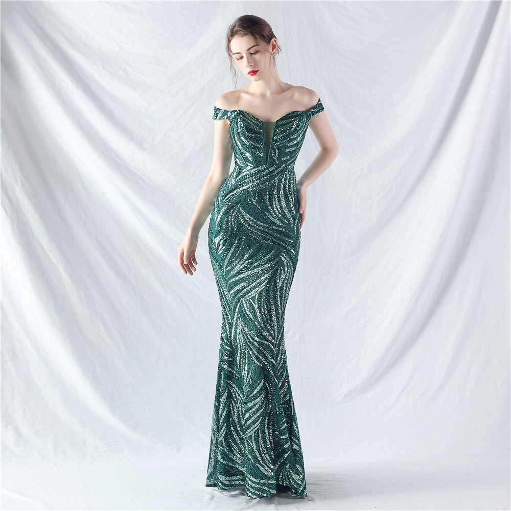 Court Boning Corset Waist Tight Vest High End Evening Dress Green