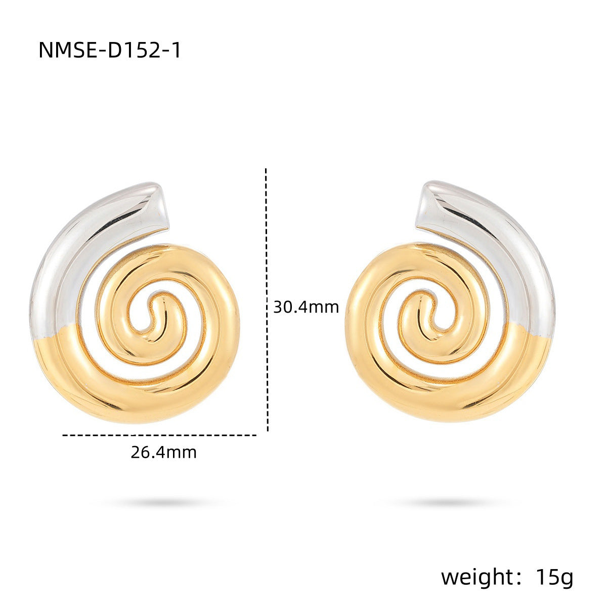 Spiral Titanium Steel Earrings Women Creative Personality Gold Stainless Steel Studs Earrings One Size Color Matching