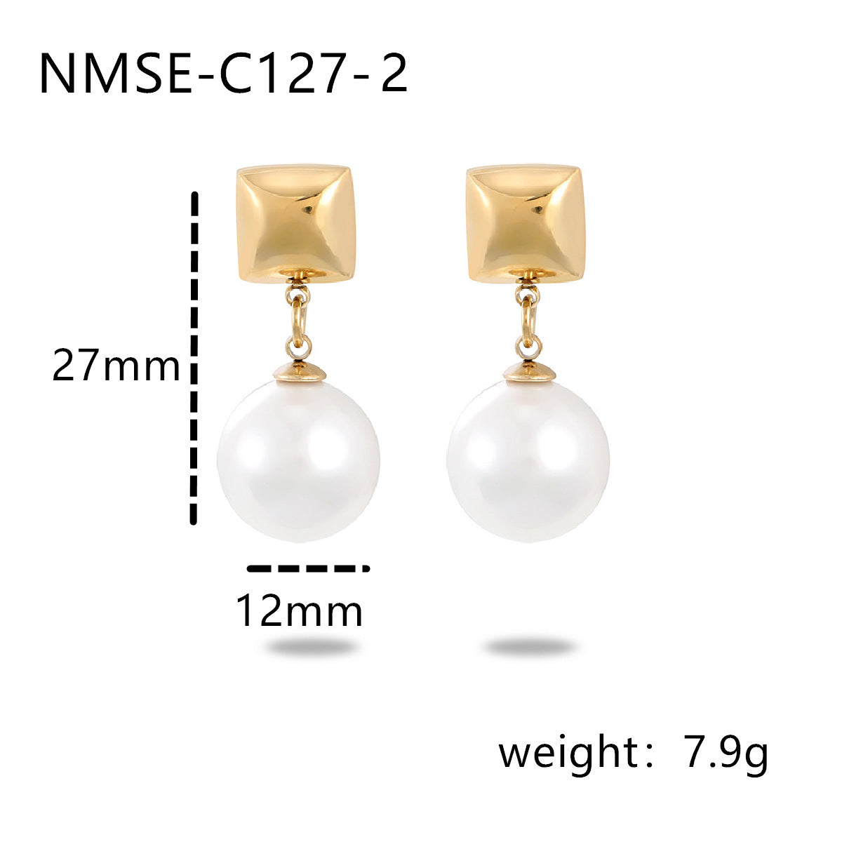 Pearl Stainless Steel Earrings Special Interest All Matching Titanium Steel Women One Size NMSE-C127-2