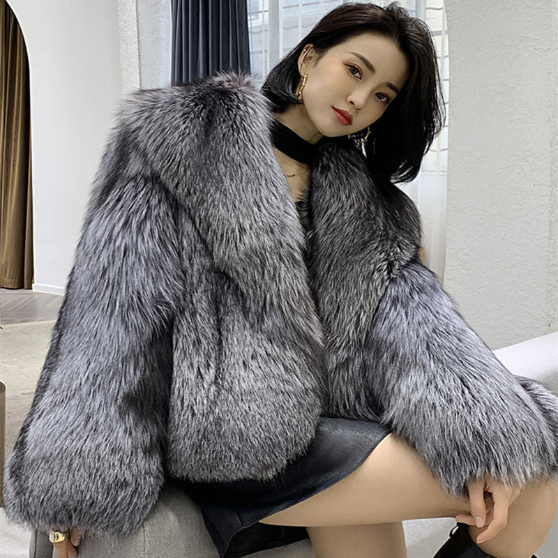 Women Fur Coat Short Faux Fur Whole Fur Coat Autumn Winter Casual Women Jacket