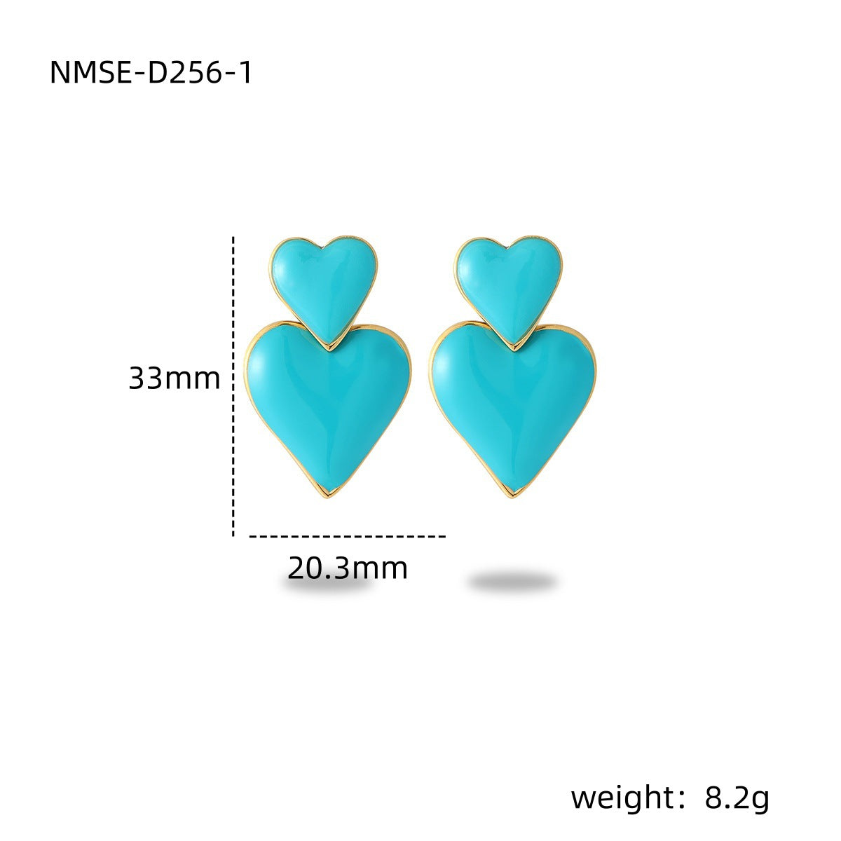 Stainless Steel Dripping Love Heart Earrings Vacuum Gold Plated Earrings One Size NMSE-D256-1