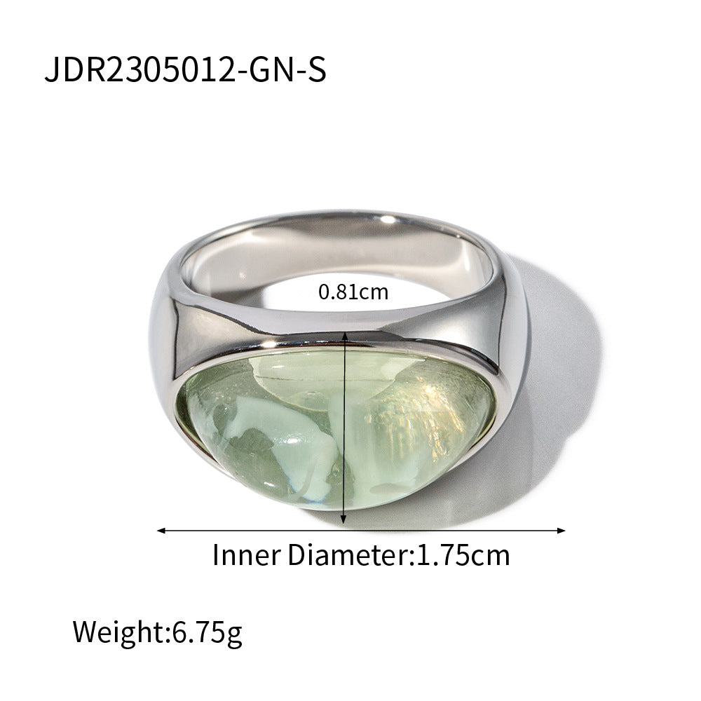 Internet Fashionable 18K Gold Stainless Steel Transparent Closed Ring Non Fading Ornament JDR2305012-GN-S