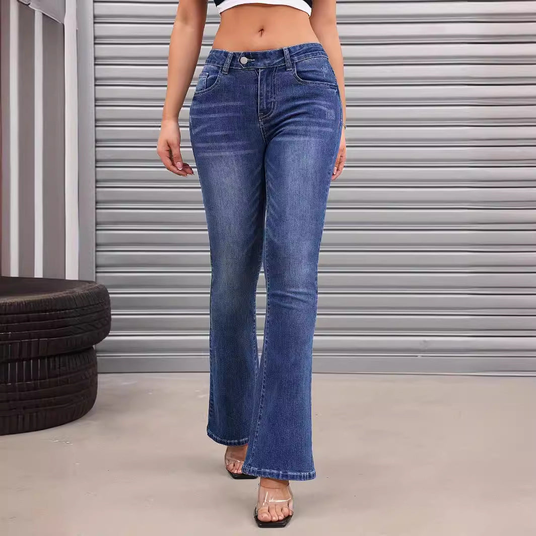 Jeans Women Slimming Slightly Flared Stretch Slim Fit Office Casual