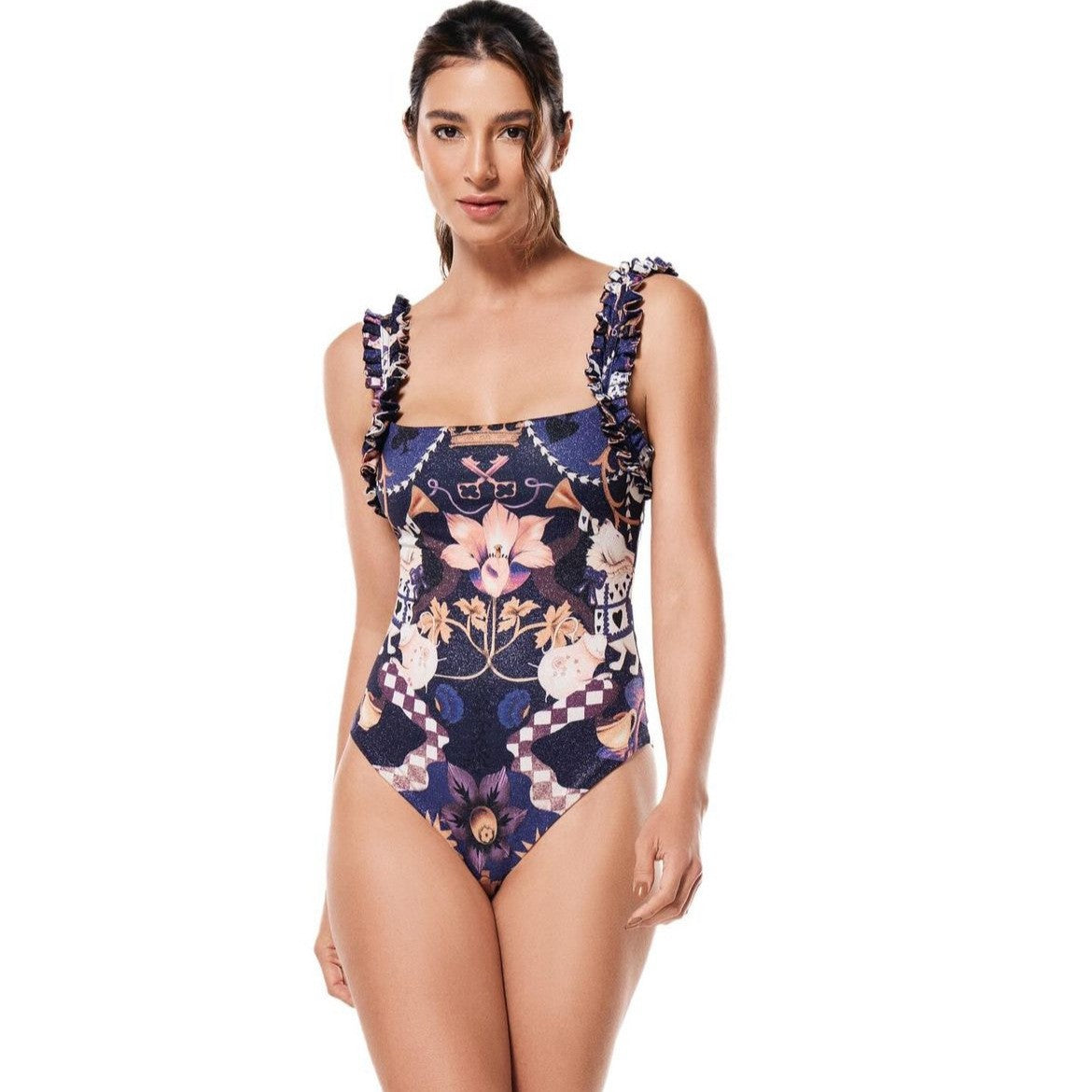 One Piece Printed Swimsuit Women Swimwear Chiffon Dress Swimsuit Outfit