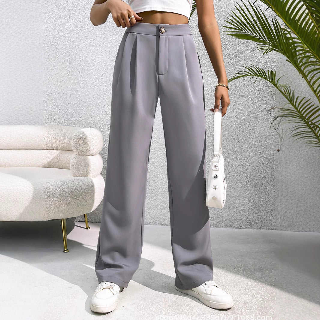 Autumn Winter tailored trousers Women High Waist Drooping Loose Straight Slimming Casual Mop Pants