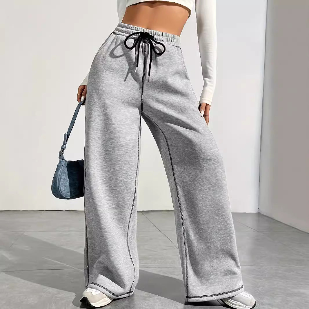 Autumn Winter Mop Pants Women Wide Leg Drooping High Waist Loose Casual Sports Pants Sweatpants